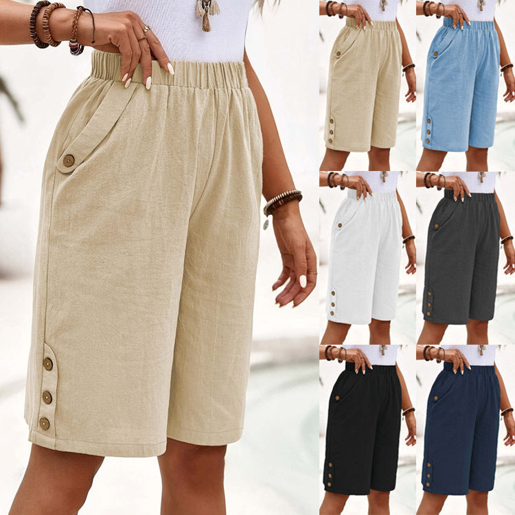 Pantalón capri de lino y algodón