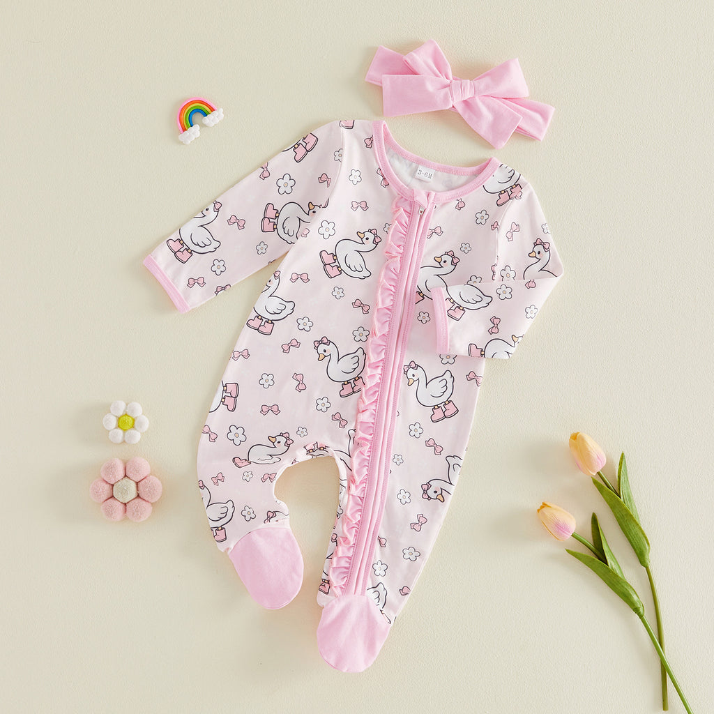 Pelele de bebé estampado con diadema