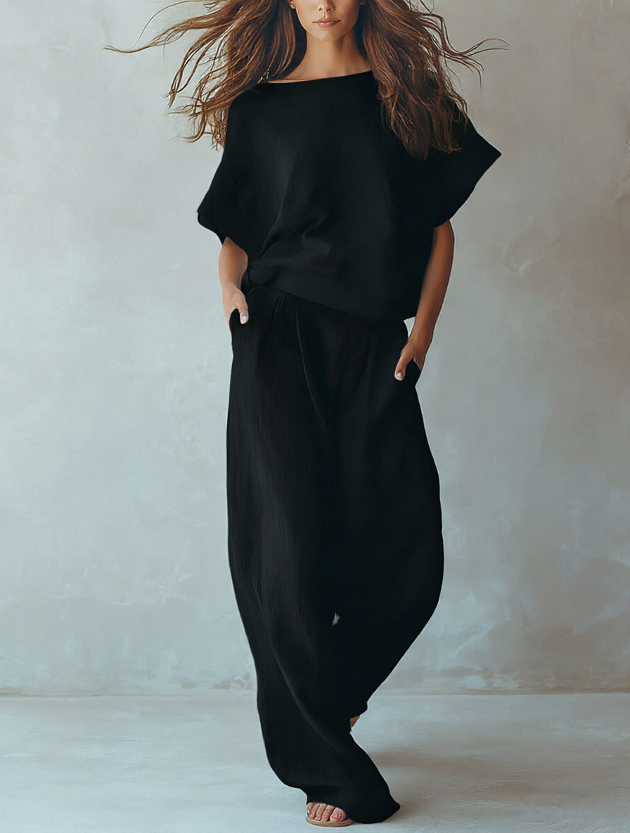 Conjunto de lino holgado (2 piezas)