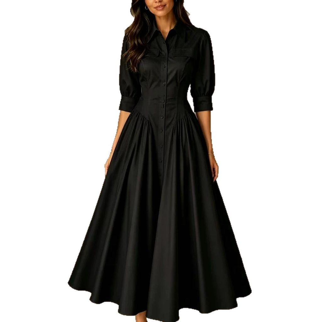 Vestido largo de lino de talle alto