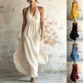 Vestido largo evasé sin mangas