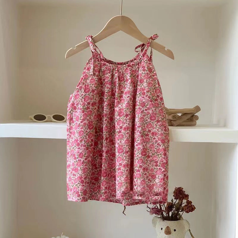 Vestido floral de niña sin mangas
