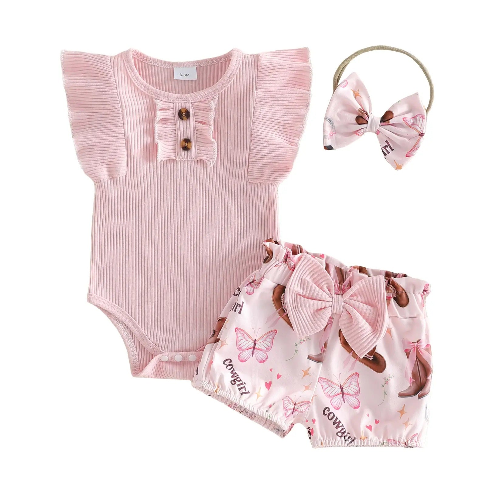 Pelele de bebé con short y lazo