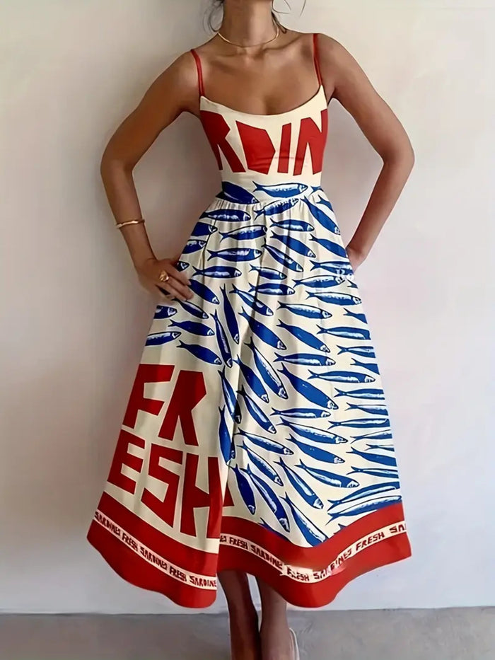 Vestido midi de tirantes estampado