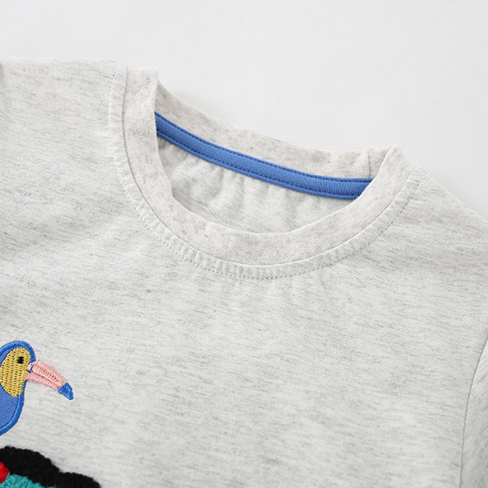Camiseta de niño con bordado de animales