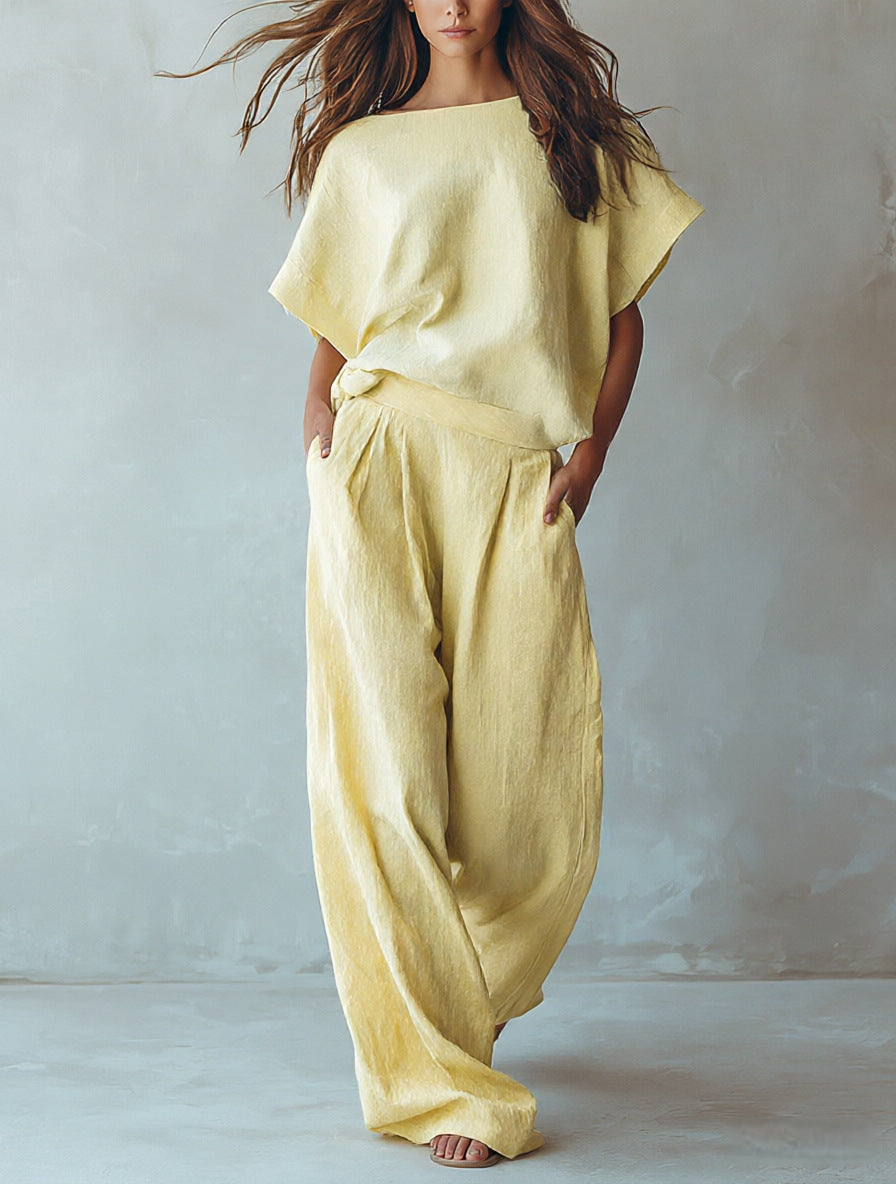 Conjunto de lino holgado (2 piezas)