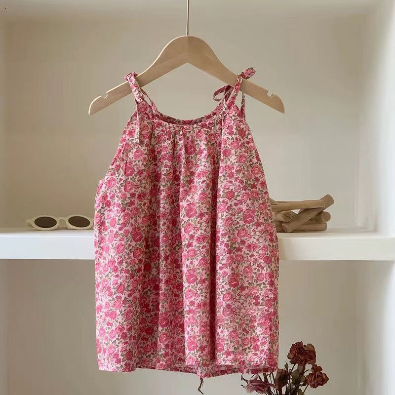 Vestido floral de niña sin mangas
