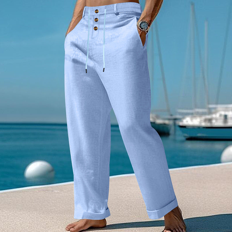 Pantalón recto de algodón
