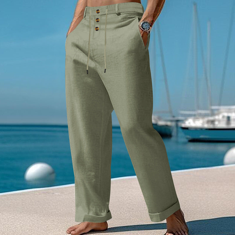 Pantalón recto de algodón