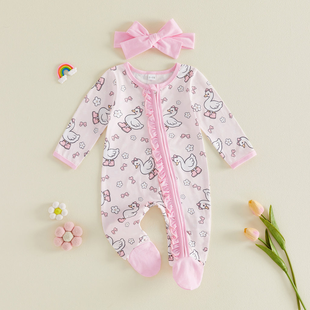 Pelele de bebé estampado con diadema