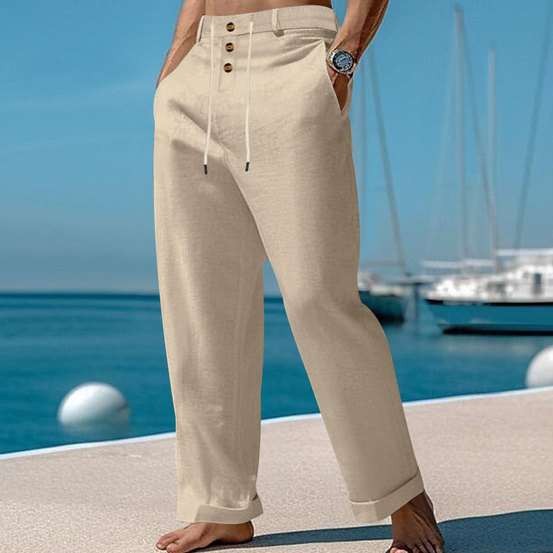 Pantalón recto de algodón