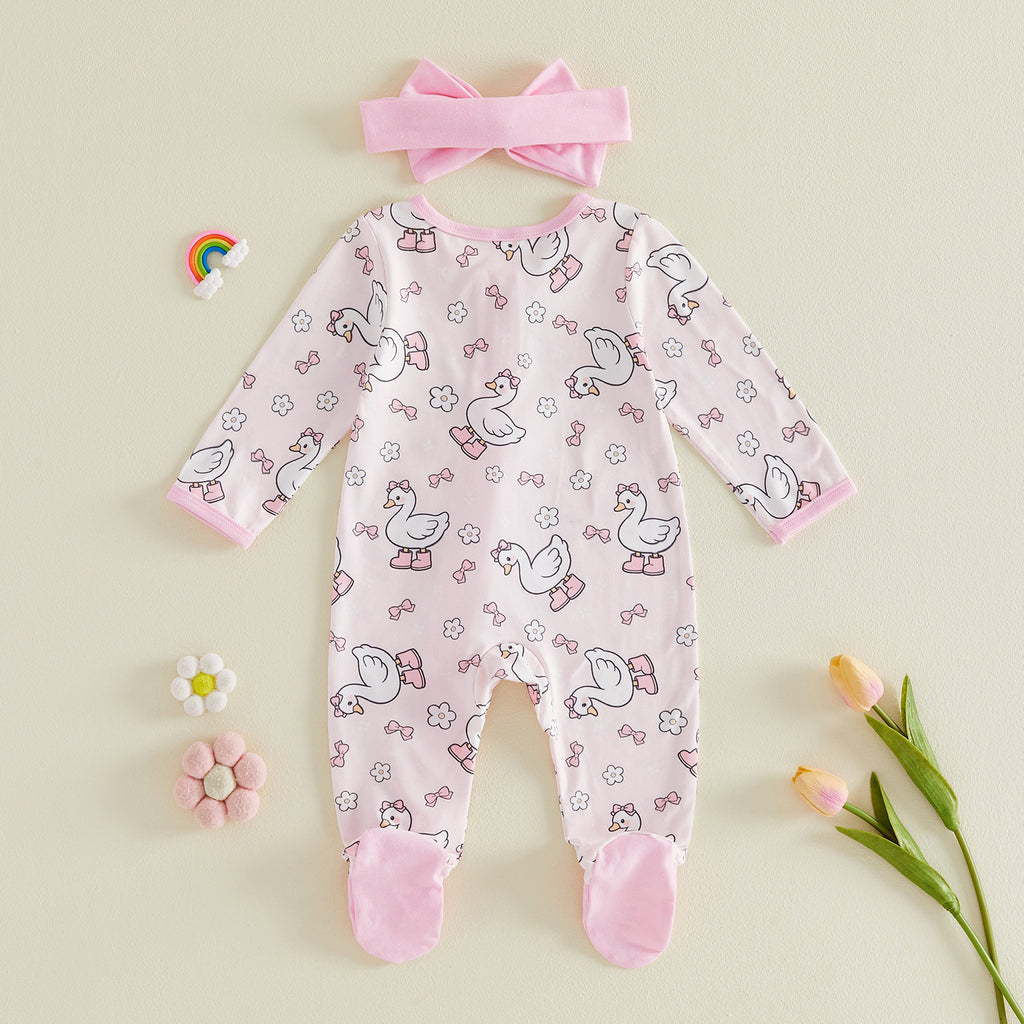 Pelele de bebé estampado con diadema