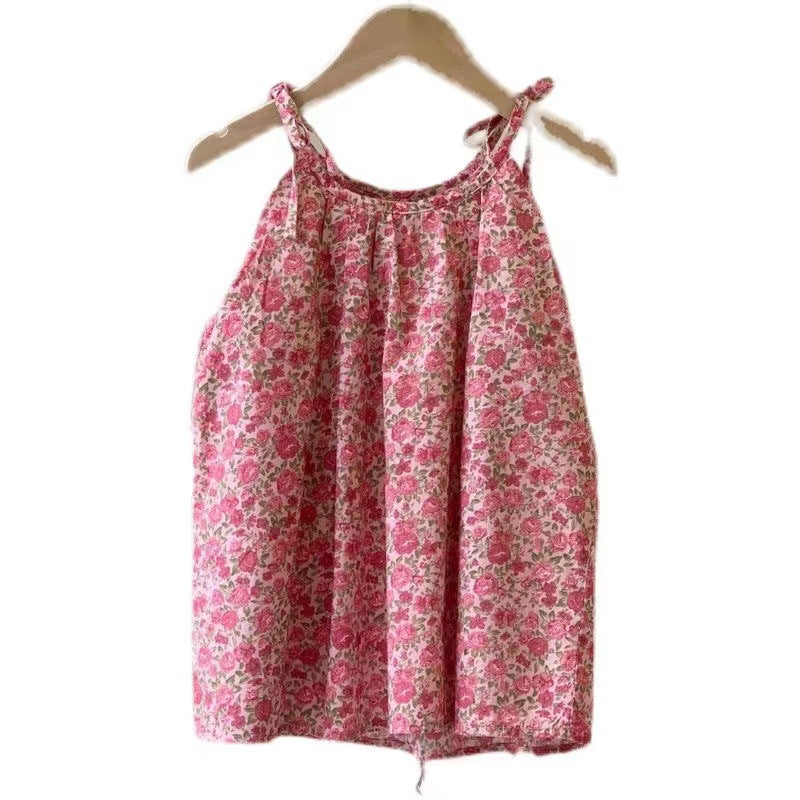 Vestido floral de niña sin mangas