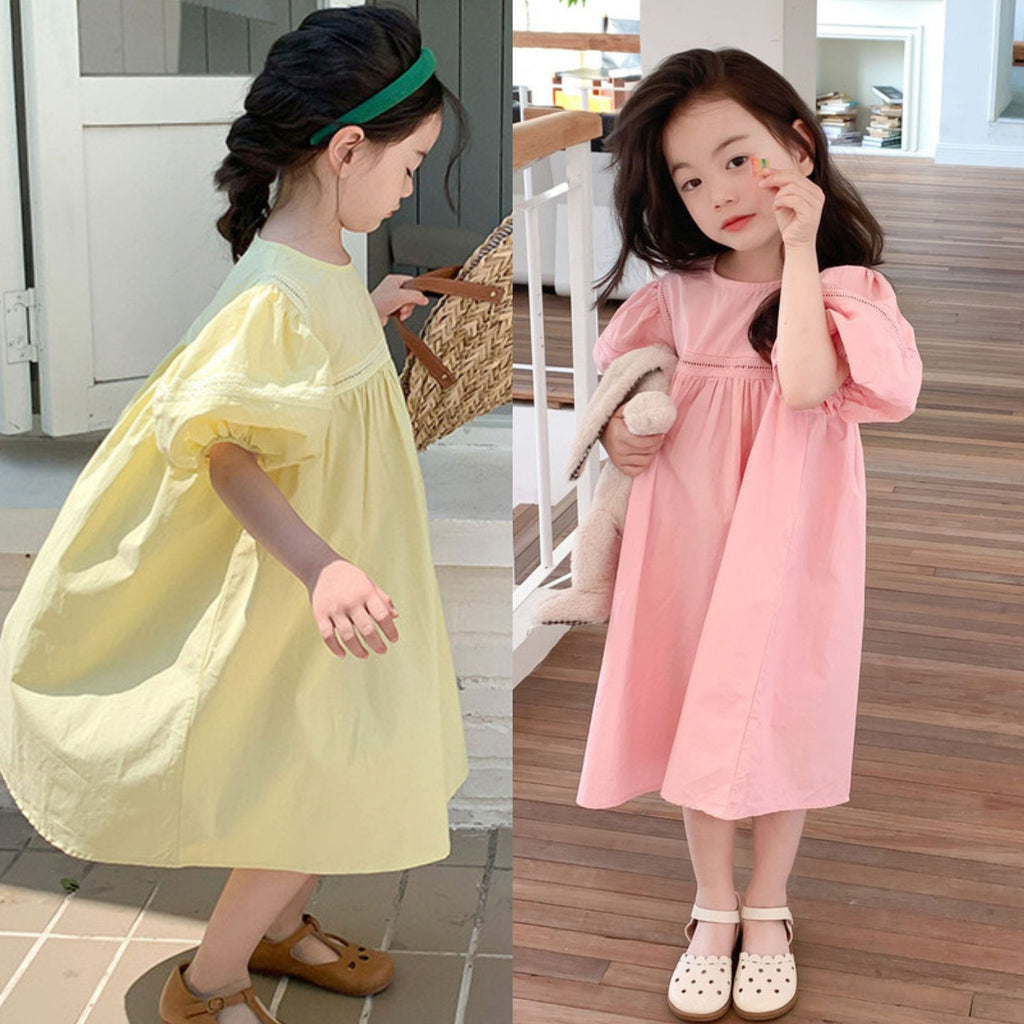 Vestido de niña con manga abullonada