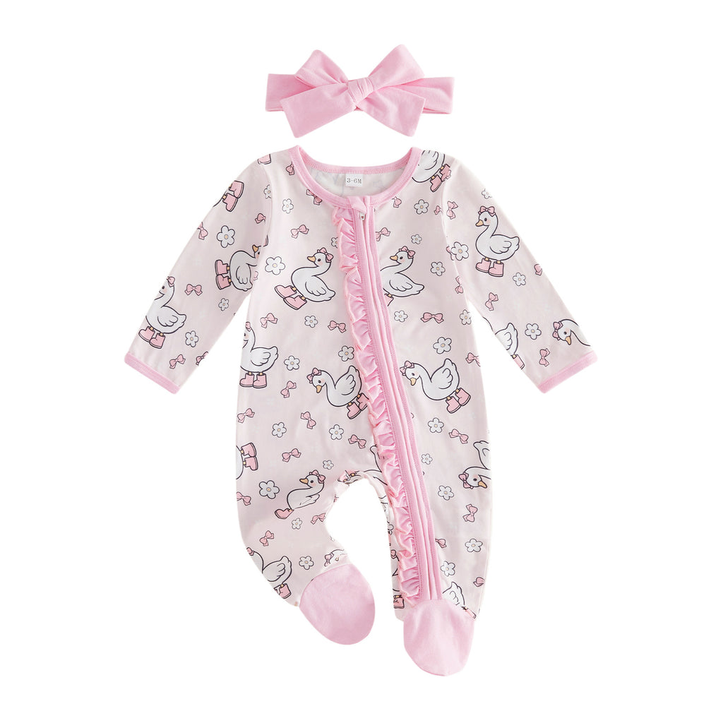 Pelele de bebé estampado con diadema